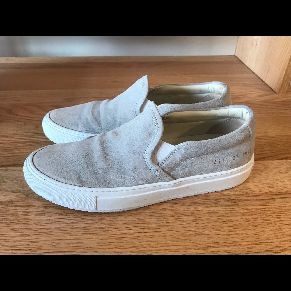 Common projects suede slip ons